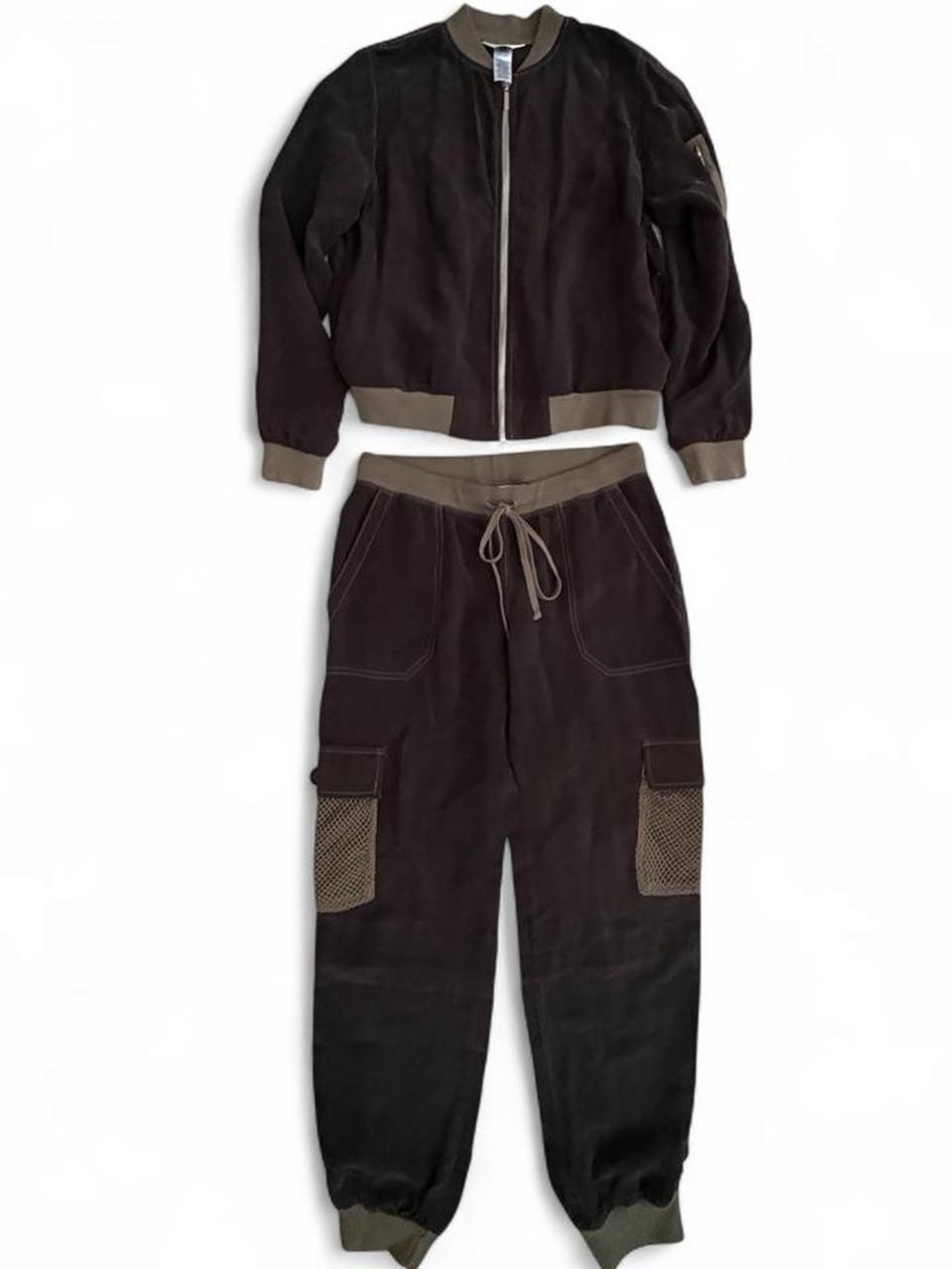 Hard Tail military green silky track suit